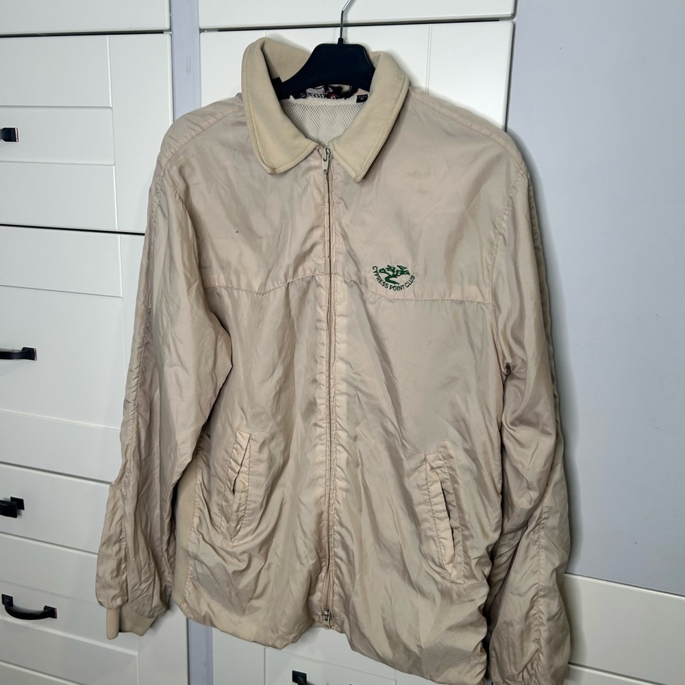 Vintage size medium Izod windbreaker Cypress Point club men’s breathable tan